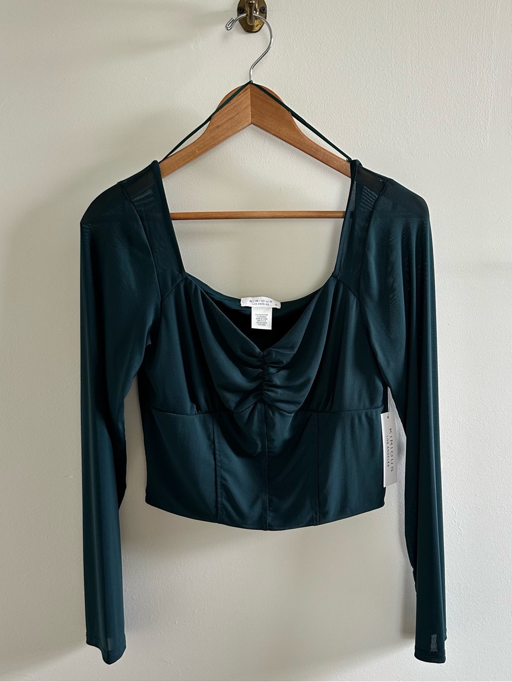 NWT Teal Mesh cropped corset like top- L
